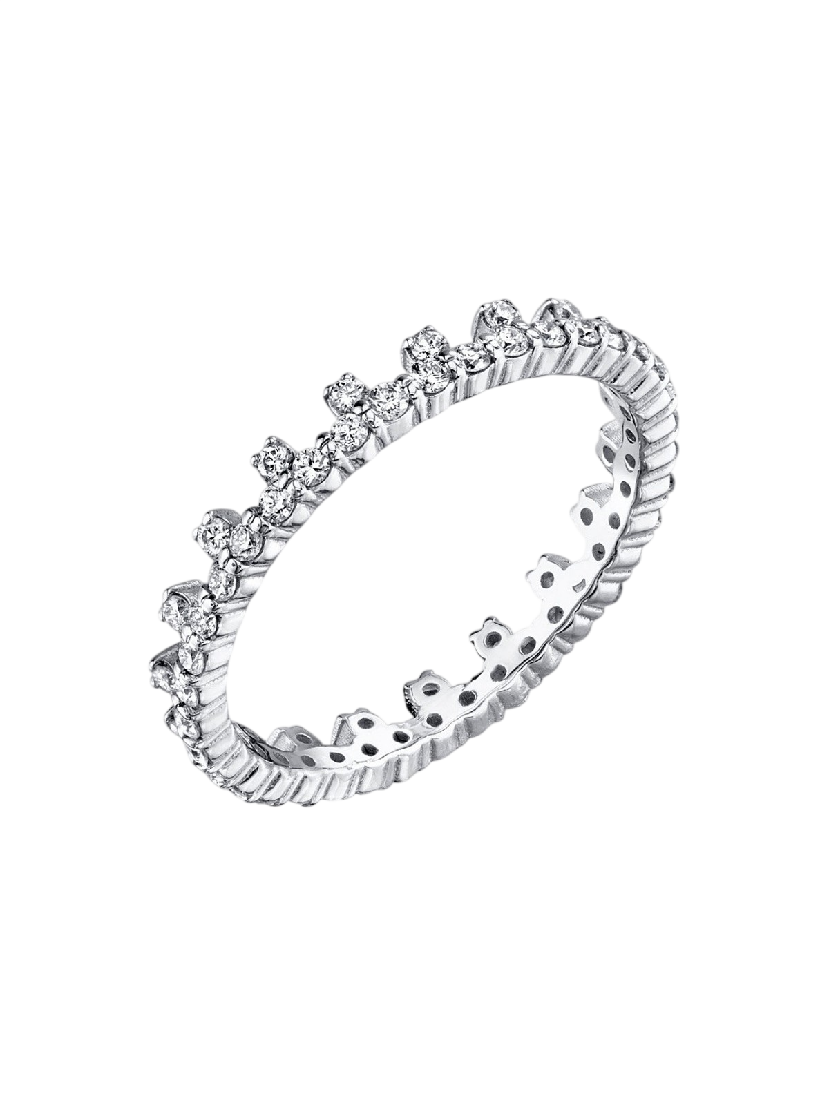 End Bolt Ring with White Pavé Diamonds photo